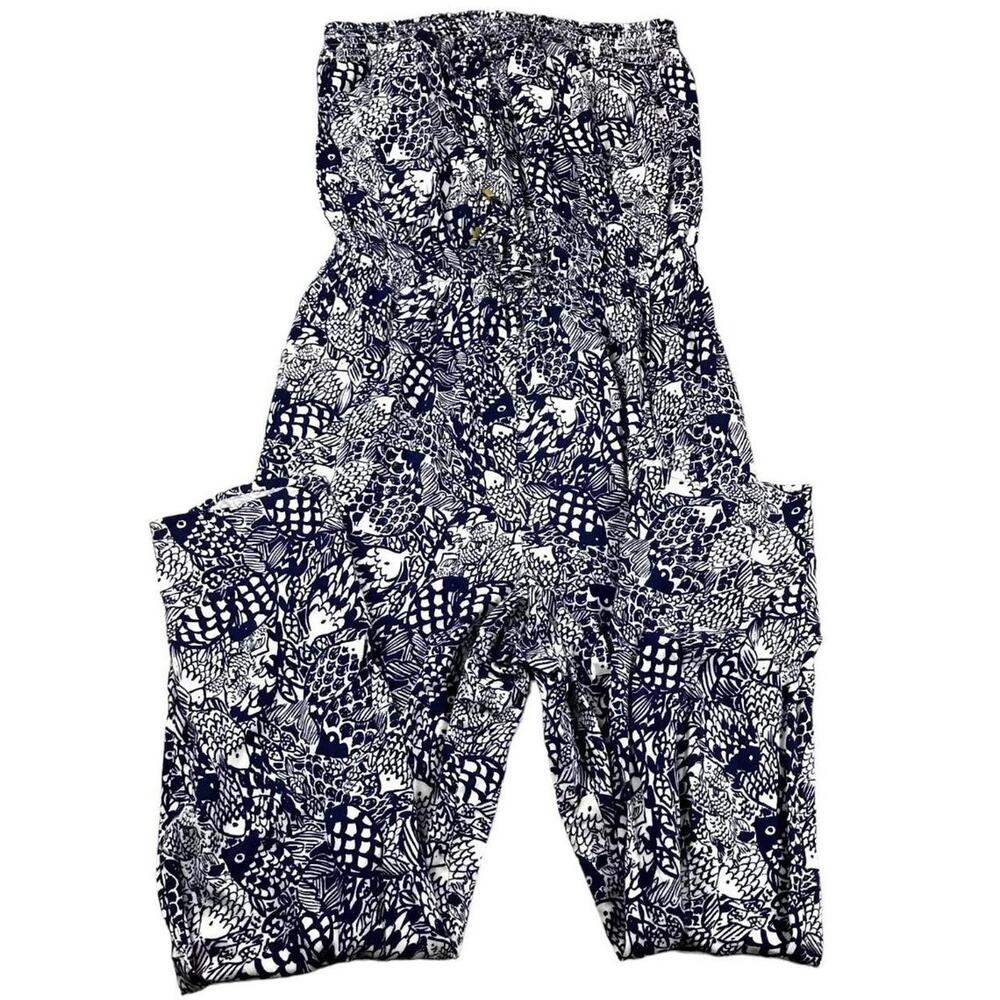 *Clearance*‎ Lilly Pulitzer Women's Upstream Fish print strapless jumpsuit XS